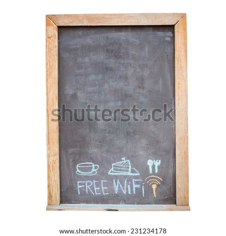 coffee, cake and food menu and free wifi symbol written on blackboard