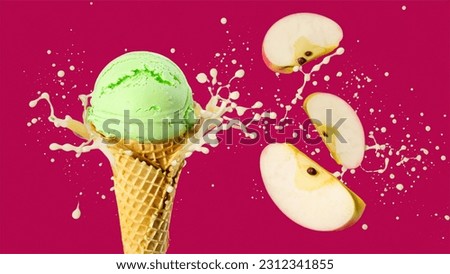 Apple Soft Ice Cream Cone Splash