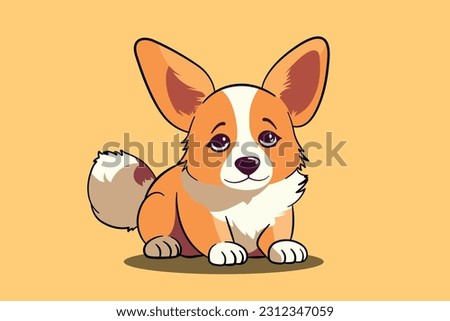 Corgi cartoon cute dog vector on cream background