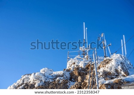 weather station instruments with blue sky background