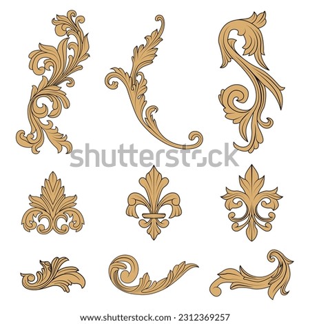 Collection of vintage floral decorations. vector illustration