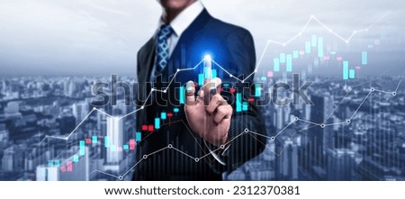 Businessman analyst working with digital finance business data graph showing technology of investment strategy for perceptive financial business decision. Digital economic analysis technology concept. Royalty-Free Stock Photo #2312370381