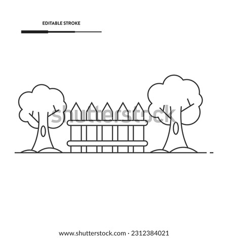 Fence And Tree Icon Vector Design.