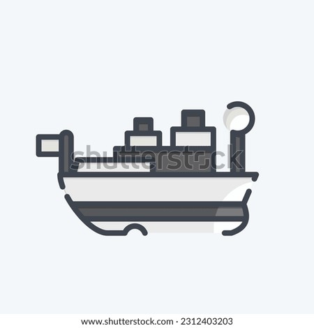 Icon USS Missouri. related to Hawaii symbol. doodle style. simple design editable. vector