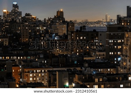 Rooftop view of Manhattan's Upper West Side, Hudson River and New Jersey