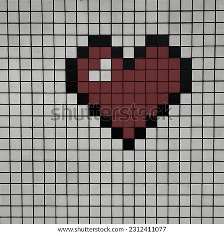 Pixel hurt love red white