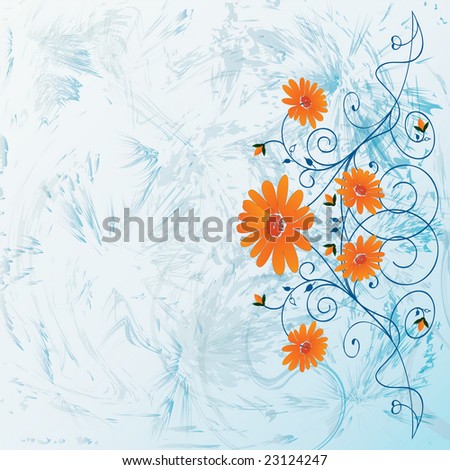 Decorative flowers on colour background. Please see some similar pictures from my portfolio.