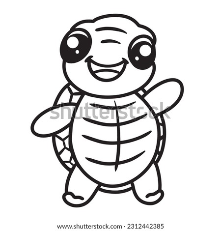 Funny Cute Turtle Kids Coloring Pages Vector
