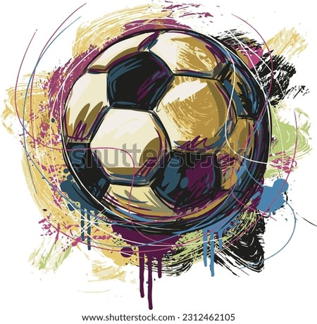 Colorful vector illustration of a football in watercolor brush strokes for tshirt, hoodie, website, print, application, logo, clip art, poster and print on demand merchandise.