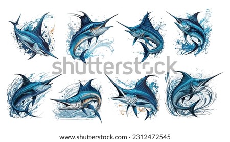 Blue marlin fish vector cartoon for t shirt Blue marlin fish t shirt design