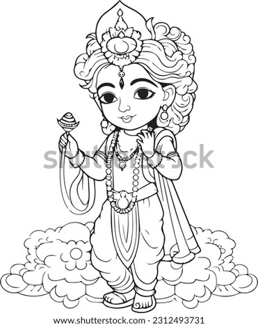 Hindu lord shree krishna black and white images