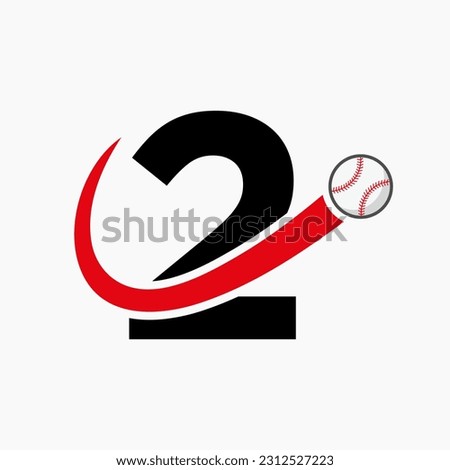Letter 2 Baseball Logo Concept With Moving Baseball Icon Vector Template