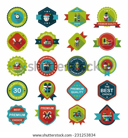 Christmas badge banner design flat background set, eps10