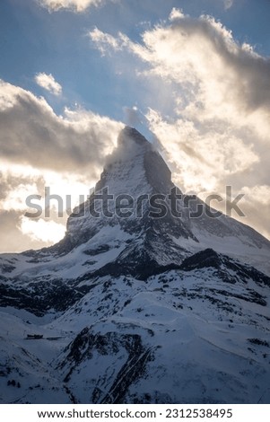 Matterhorn in winter during a sunset