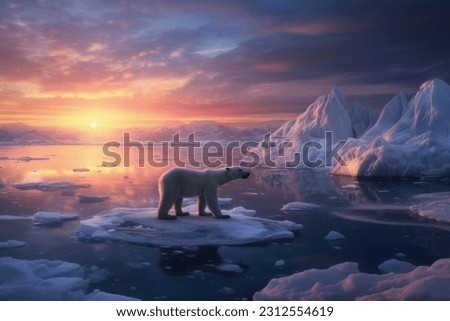 Polar bears Icebergs Sunrises and sunsets Royalty-Free Stock Photo #2312554619