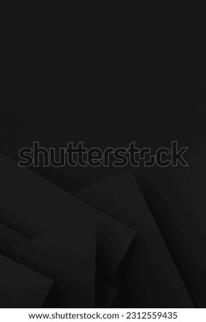 Modern dark black abstract geometric background with pattern of corners, edges and triangles as relief in urban graphic style, for design, flyer, poster, card, text, advertising, vertical.