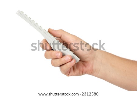 Remote Control and hand a over white background