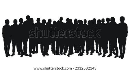 Crowd silhouette outline, group of people. Youth, students, business, workers, fans, team, crowded street Royalty-Free Stock Photo #2312582143
