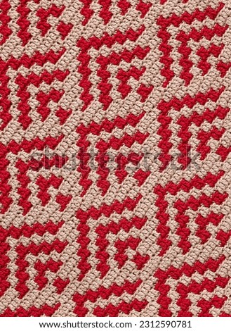 Abstrat seamless crochet pattern. Red beige ctochet mosaic pattern.