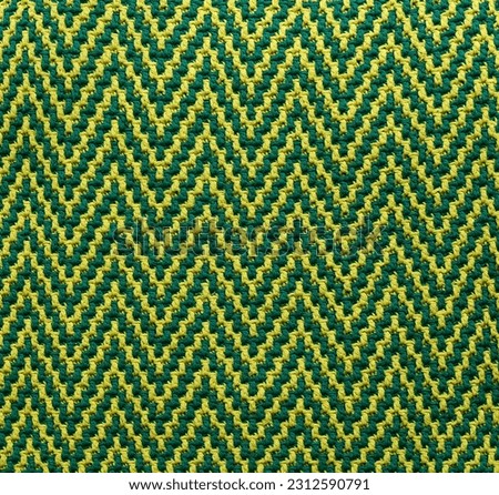 Green yellow crochet chevron pattern. Wavy overlay mosaic pattern