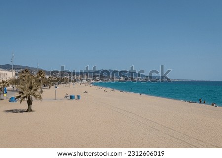 Sand main beach of Badalona, Catalonia, Spain Royalty-Free Stock Photo #2312606019