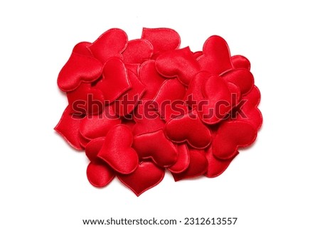 Red soft hearts on a white background
