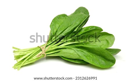 Bunch of spinach leaves on isolated white background Royalty-Free Stock Photo #2312626991