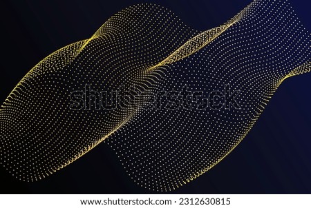 Abstract wavy doted line art on a blue background, background element for modern day technology wallpaper, vector art illustration
