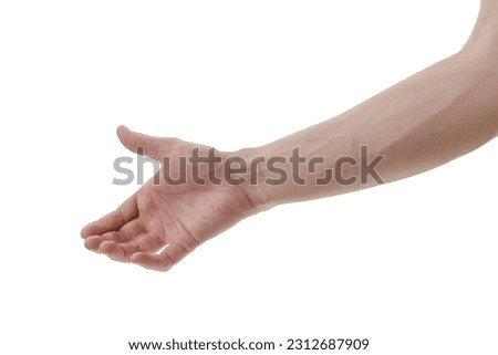 Man hand to grab something isolated on white background Royalty-Free Stock Photo #2312687909