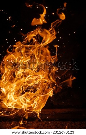 beautiful fiery sparkles of flame 