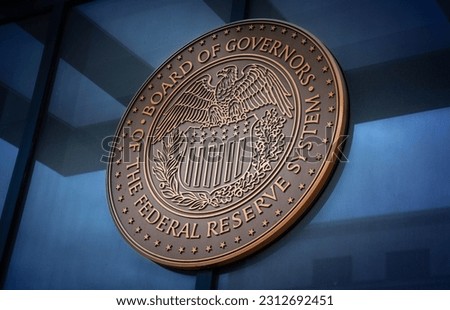 Seal of the Board of Governors of the United States Federal Reserve System. This version of the seal mostly dates from 1935. Royalty-Free Stock Photo #2312692451