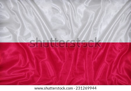 Poland flag pattern on the fabric texture ,vintage style