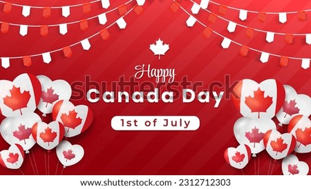 Happy Canada day vector banner greeting card Canadian wavy flag in 1st of July
