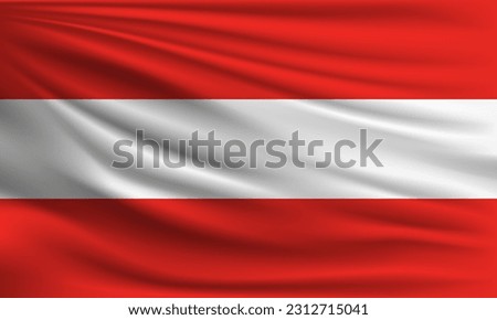 Vector flag of Austria waving closeup style background illustration.
