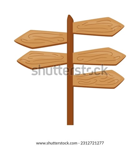Flat wooden boards on stick. Vector wood sign isolated on white background