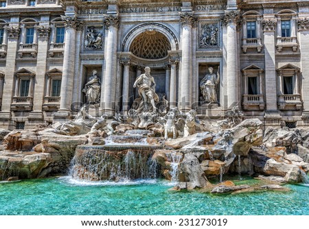 The famous Trevi Fountain in Rome. Royalty-Free Stock Photo #231273019