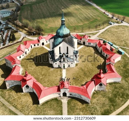 Drone Shot of Pilgrimage Church of St John of Nepomuk at Zelená Hora
