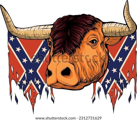 vector illustration of Confederate flag with buffalo head