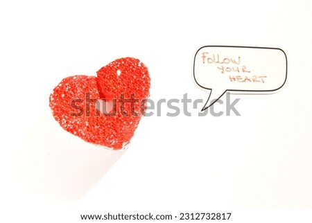 Red heart on white background with message