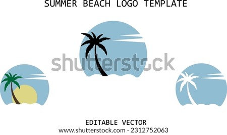 Summer beach logo template vector, editable components and variants