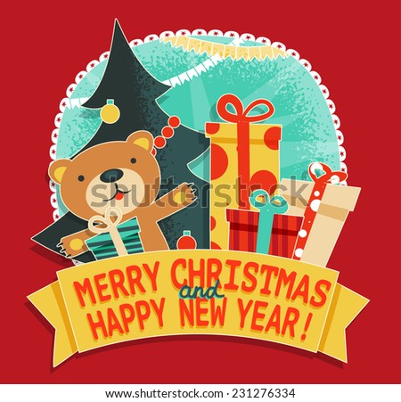 Christmas greetingcard in retro poster style/ Vector, eps10