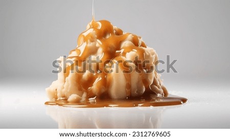 Close up shot of a Creamy Mash Potatoes and Gravy Royalty-Free Stock Photo #2312769605