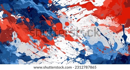 Blue and red paint splashes abstract vector background.