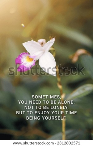 Inspirational life quote on blurred background.  Sometimes you need to be alone.  Not to be lonely.  But ti enjoy your time being yourself.