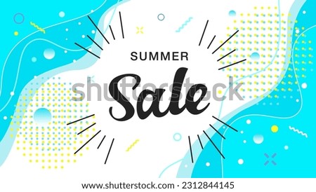 Midsummer summer sale, refreshing light blue vector background illustration material where sea waves burst Royalty-Free Stock Photo #2312844145