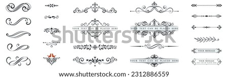 Classic calligraphy swirls, swashes, dividers, floral motifs. Scroll elements and ornate vintage frames. Good for greeting cards, wedding invitations, restaurant menu, royal certificates.