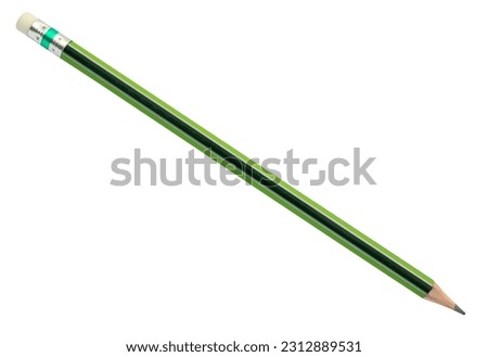 Green pencil isolated on white background close up