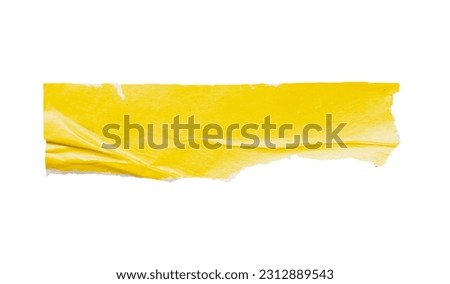 piece of yellow paper tear isolated on white background Royalty-Free Stock Photo #2312889543