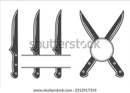 Knife Monogram vector, Knife Silhouette, Knife Vector, Restaurant Equipment, Clip Art, Fork Spoon and Knife monogram, Vector, illustration
