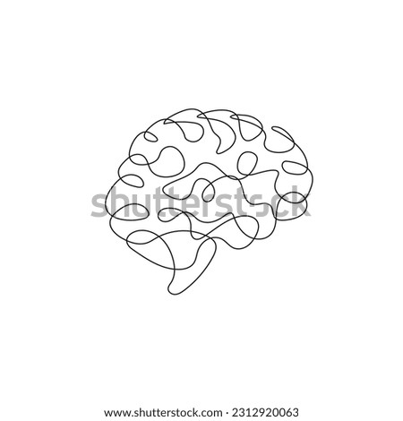 Brain Continuous Line Drawing Trendy Minimalist Line Art Illustration. Brain One Line Abstract Drawing. Minimalist Contour Drawing. Vector EPS 10.